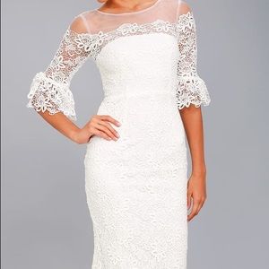 Lulu's First Day of My Life White Lace Maxi Dress